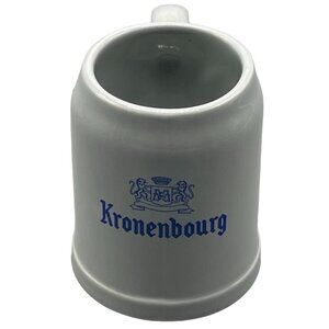 Kronenbourg Ceramic mug coffee cup gray blue handmade made in Germany 4 1/" READ